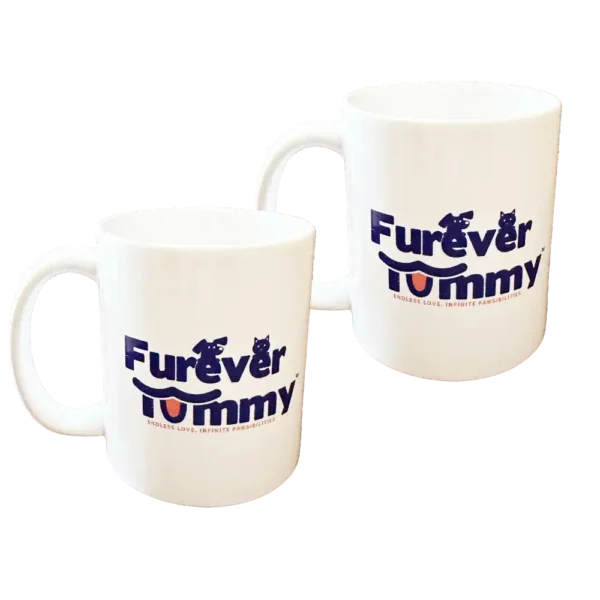 Furever Tummy Purrfect Coffee Mug White 11 Ounce Set of 2
