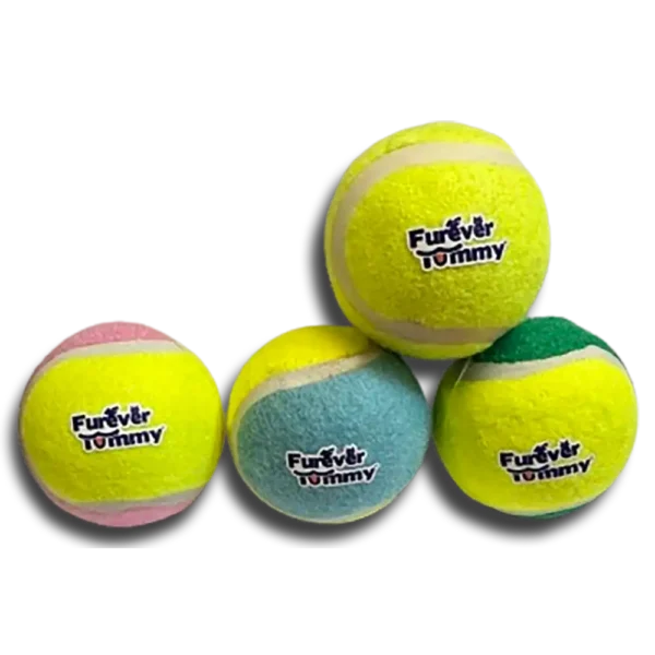 Furever Tummy Dog Toy Tennis Balls - Multi-Color Set of 4