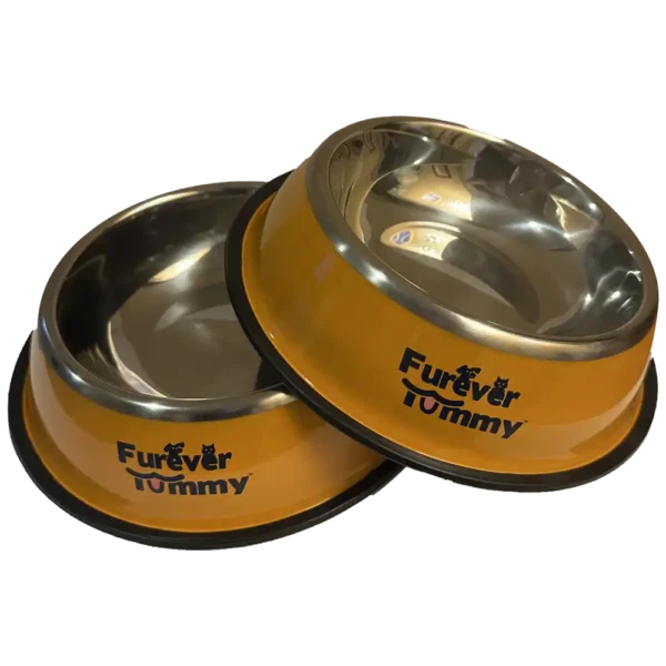 Furever Tummy Stainless Steel Dog Food Water Bowl Orange Set of 2